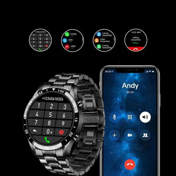 Smartwatch Inox Monitor Cardíaco e À Prova D'água